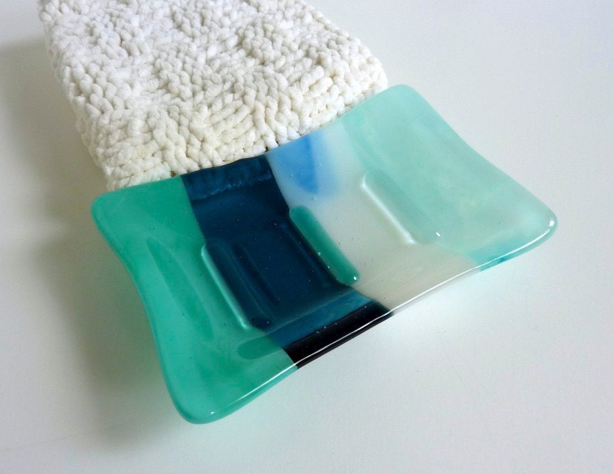 Soap Dish in Blues and Greens