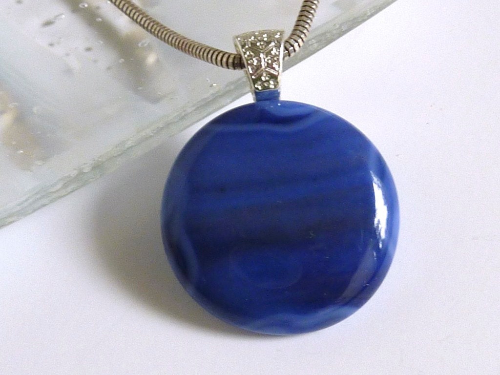 Streaky Dark Blue Glass Pendant
