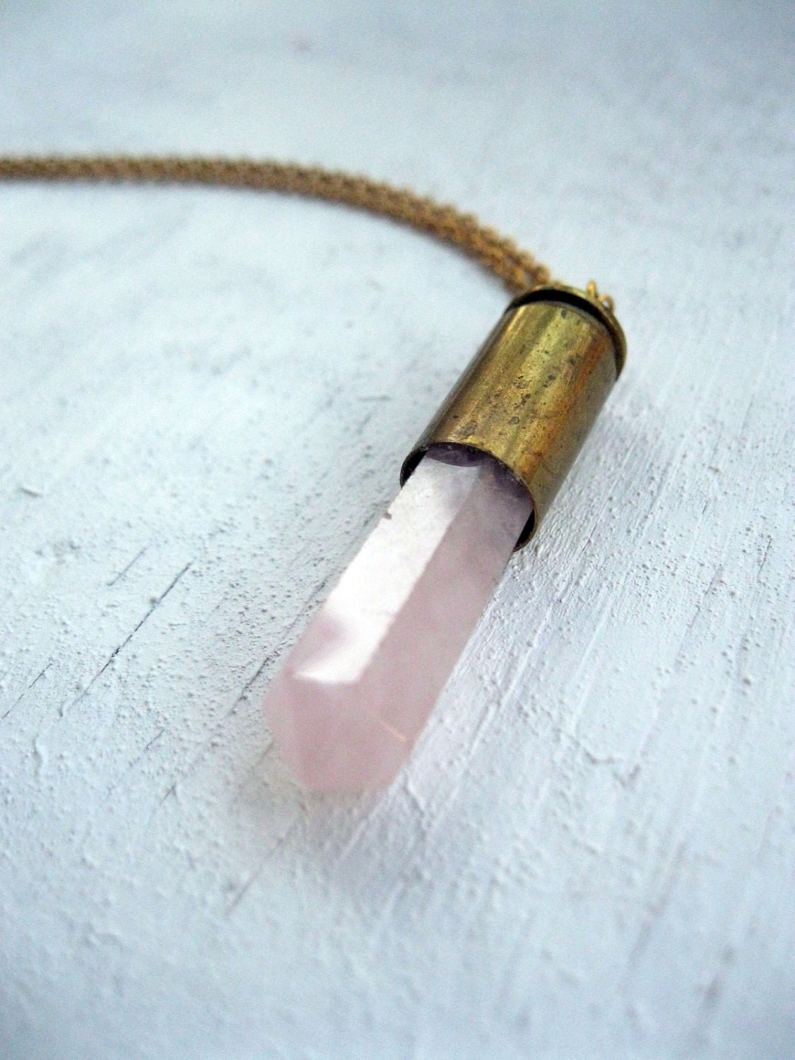 Rose Quartz Necklace on Rose Quartz Crystal Bullet Necklace By Larkinandlarkin On Etsy