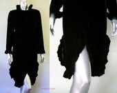 1960s Eloise Curtis Velvet Ruffle Dress MED LG