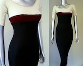 Vintage 1990s Couture Knit Bombshell Maxi Dress XS SM