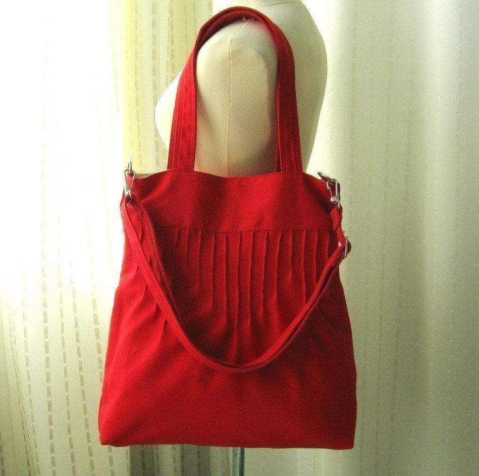 Sale - Red Canvas Bags - Shoulder bag, Diaper bag, Messenger bag, Tote, Travel bag, Women - Irene