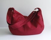 Sale - Maroon Canvas Bag, messenger, cross body, tote, purse, work, school, travel, zipper pockets - Sandra