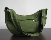 Sale - Green Hemp/Cotton Bag - Shoulder bag, Diaper bag, Messenger bag, Tote, Travel bag, Women - SMILEY