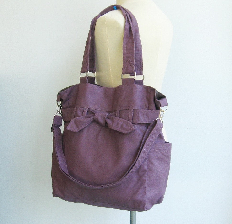 Sale - Plum Canvas Purse, tote, shoulder bag, diaper bag, messenger, purse, novelty - Abby