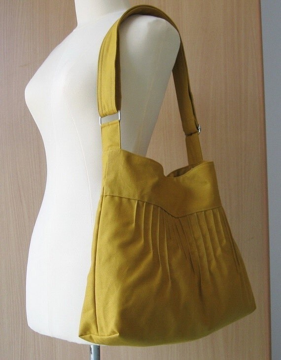 Mustard Canvas Lines Multi-Purpose Bag with Extra Pockets and Adjustable Strap