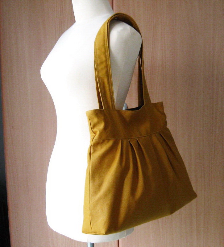 Sale - Mustard Canvas Bag - purse, tote, shoulder bag, diaper bag, double straps - APRIL