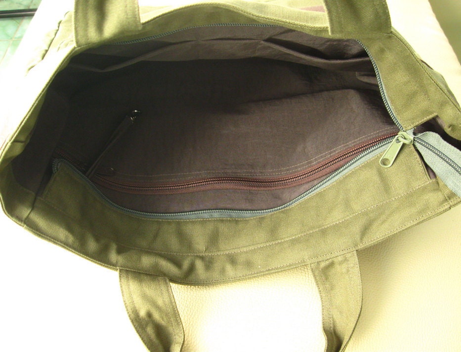 Sale - Dark Olive Canvas All purpose Bag - Shoulder bag, Diaper bag, Messenger bag, Tote, Travel bag, Women