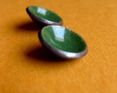 Enameled Green Happy Thoughts Studs - Free Worldwide Shipping