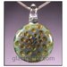 SALE - Sparkling Green and Gold Glass Honeycomb Pendant - Boro Lampwork Focal Bead - Hand Blown Glass Jewelry (4119)