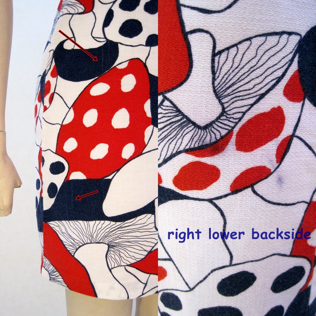 60s Dress Vintage MOD Magical Mushroom Novelty Print Mini Shift S M