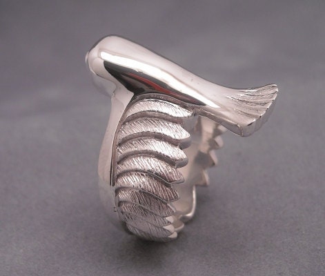 Barn owl ring - sterling silver