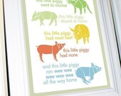 This Little Piggy Poster, Modern Nursery Rhyme Series, 11 X 14 Multi-Color
