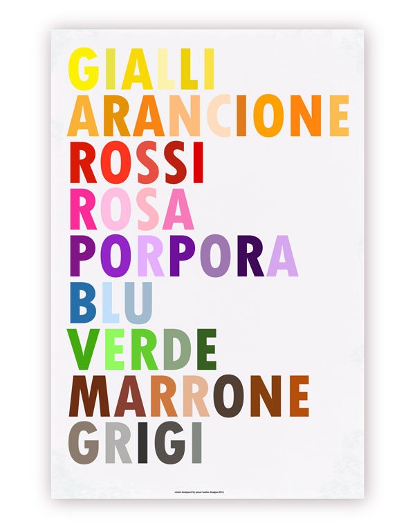 Colors in Italian Poster, I Colori, Large 20 X 30