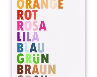 Colors in German Poster, Ferben, Large 20 X 30