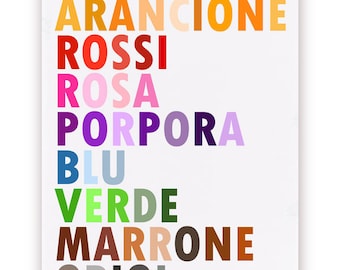 Colors in Italian Poster, I Colori, Large 20 X 30