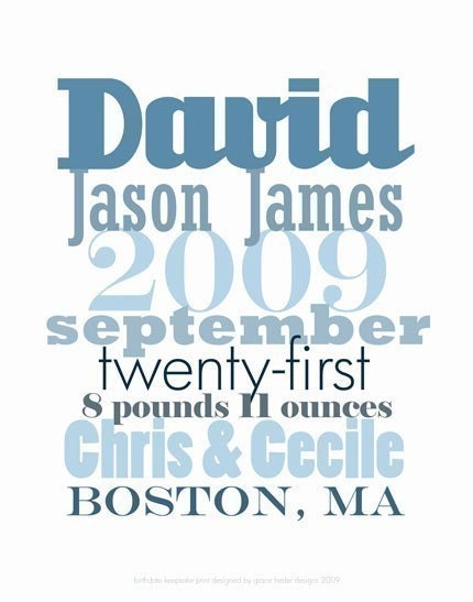 Custom Baby Birth Date Poster, Nursery Decor, Teal, Aqua, Brown, Khaki, Tan