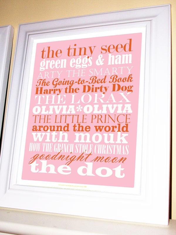 Custom Print for a Little Reader in Pink, 11 X 14