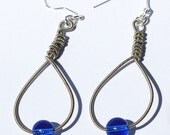 Guitar String Jewelry- Blue Loop Upcycled Earrings