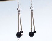 Guitar String Jewelry- Black Drop Guitar String Upcycled Earrings