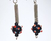 Guitar String Jewelry- Red and Black Upcycled Earrings