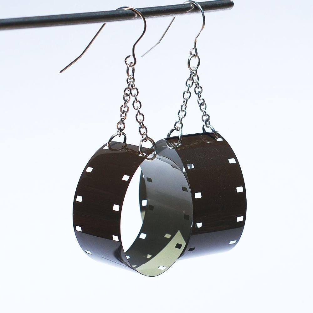 Loop Film Earrings- Upcycled Found Object Jewelry