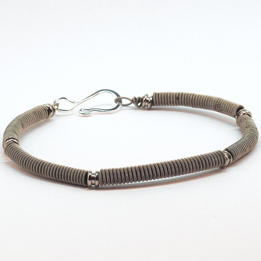 Reserved for Megan- Guitar String Jewelry- Upcycled Silver Bracelet with Ball Ends