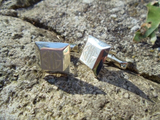 CUFF LINKS, monogram, sterling silver cuff links, silver cuff links, groomsmen gifts