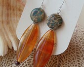 SEA Spear Earrings, Carnelian earrings, long earrings