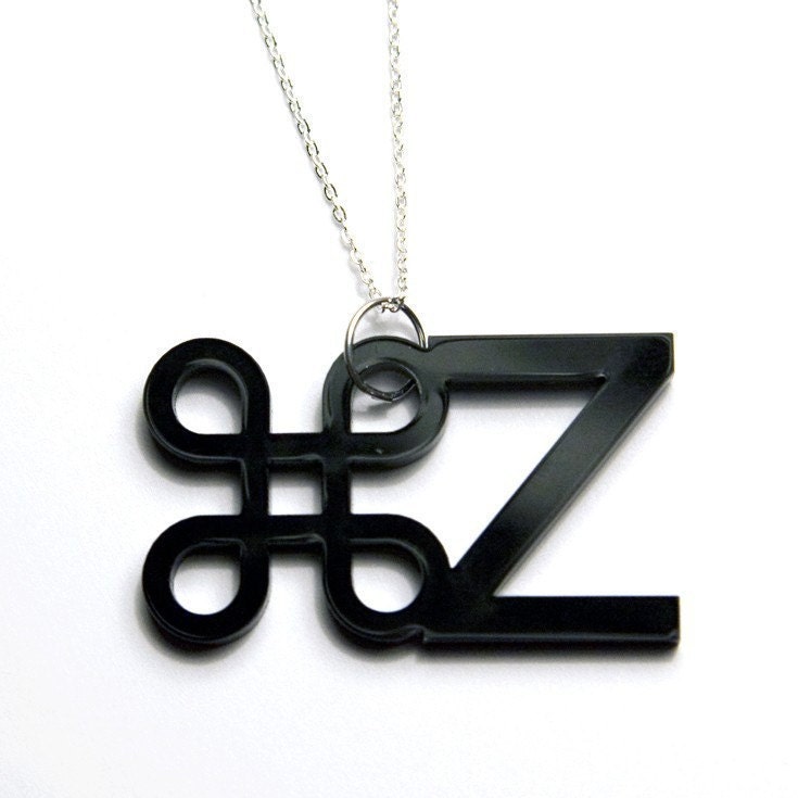 cmd-z / ctrl-z / apple undo acrylic necklace (black)