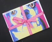 Stationery Set of 5 Folded Cards with Envelopes- ((Bull Dog's Grin))