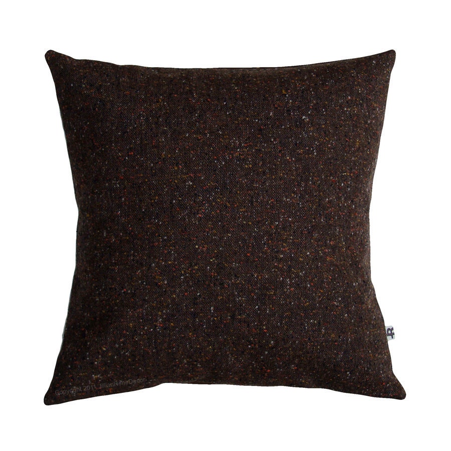 16" DECORATIVE PILLOW COVER - Autumn Harvest Tweed Fleck - Chocolate Brown Fall Decor by JillianReneDecor on Etsy