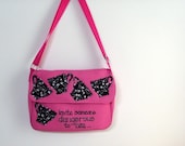 Dangerous Tea Laptop Bag / Hot Pink - Black - White / Tea Cup Trim / Dangerous Invitation / 13 Inch Messenger / OOAK