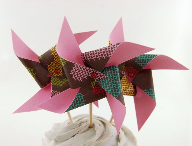 Craft Fair 12 Pinwheel Cupcake Toppers Il_170x135