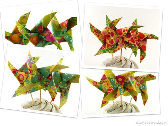 Berry Sweet Collection Pinwheel Cupcake Toppers Set of 12 Choose Your Pattern Il_570xn