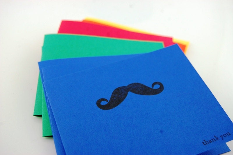 Thank You Cards The Primary Set of 12 Choose Your Image Mustache Fox Bicycle Custom