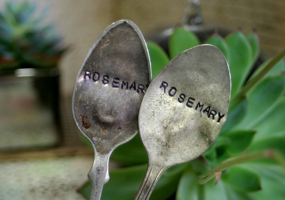 Rosemary Vintage Silverware Garden Marker Plant Stake