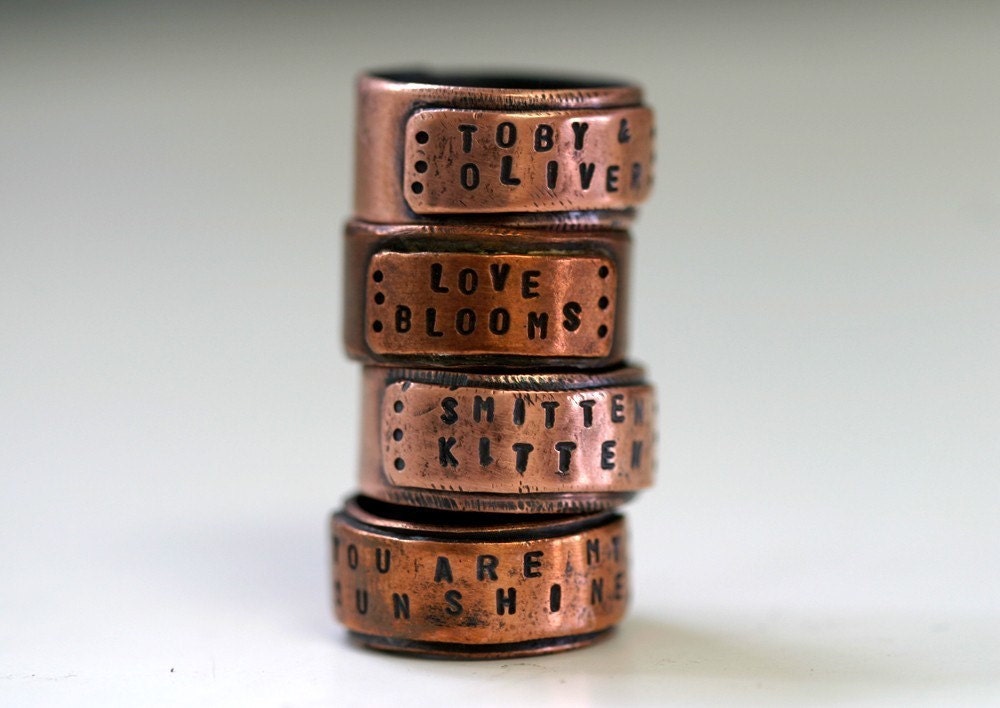 Wide Copper Band Ring Personalized