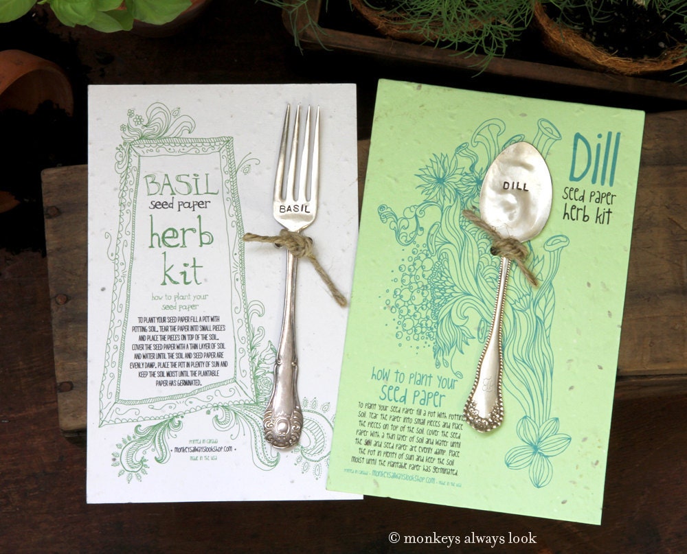 Basil herb kit plantable seed paper garden marker