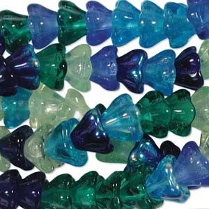 Czech Flower Beads Glass 8mm Lagoon Mix 17912