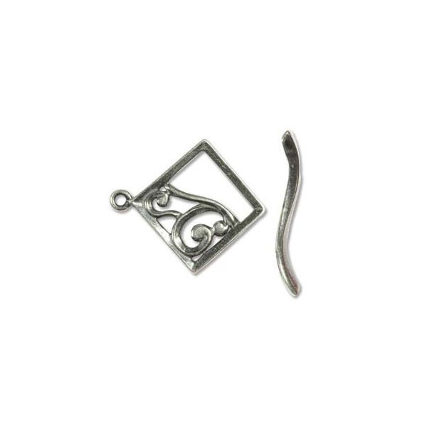 Diamond Toggle Clasp Antiqued Silver Plated Pewter 41863 (1) Cast