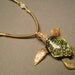 Glass Sea Turtle Pendant, on silver chain or adjustable choker