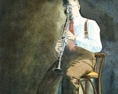 Benny Goodman, original watercolor painting - EgressStudio