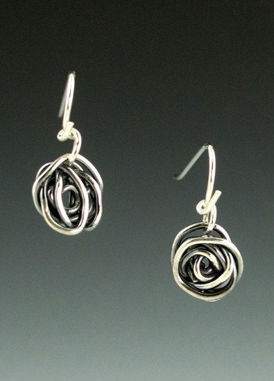 Tiny Sterling Silver Rose Earrings