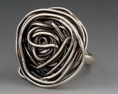Large Sterling Silver Rose Ring