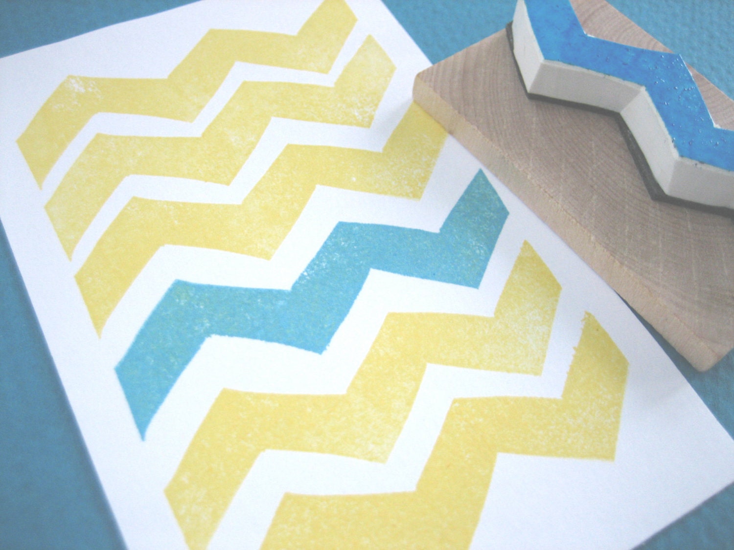 Chevron Rubber Stamp Hand Carved Element