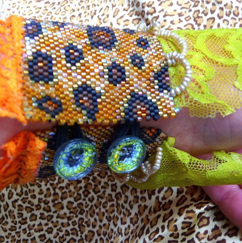 Big Top Leopard Beaded Wrist Cuff