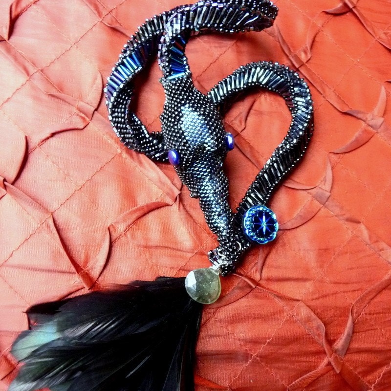 Quoth the Raven - Beadwoven Necklace