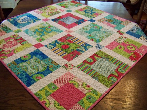 Moda's Summer House Baby or Toddler Quilt or Table Topper - No. 1
