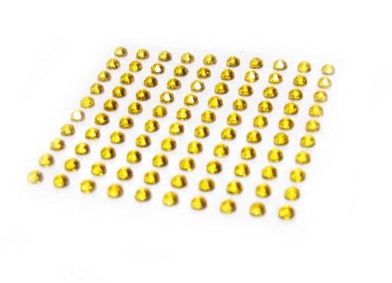 Self Adhesive Sticky Glam Rhinestones - 3mm - qty 1 card (100)  Gold